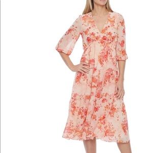melonie t floral midi dress Melonie T Women's Midi Square Neck Sleeveless Floral Fit + Flare Dress | Brown | Women's 4 | Dresses Fit + Flare Dresses